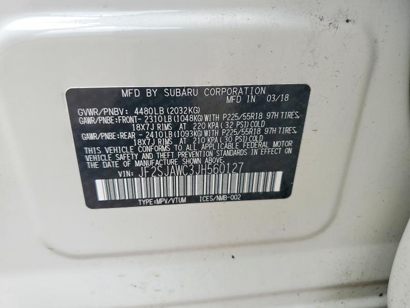 Продаж на аукціоні авто 2018 Subaru Forester, vin: JF2SJAWC3JH560127, номер лоту: 53205156