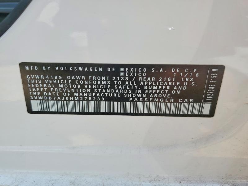 Продажа на аукционе авто 2017 Volkswagen Jetta, vin: 3VWDB7AJ6HM278239, номер лота: 54429336
