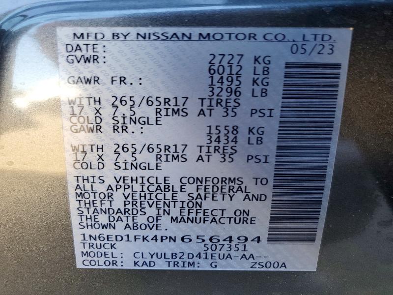 53413296 :رقم المزاد ، 1N6ED1FK4PN656494 vin ، 2023 Nissan Frontier مزاد بيع