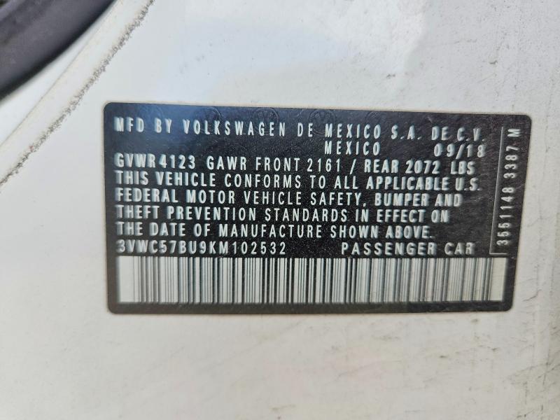 54488266 :رقم المزاد ، 3VWC57BU9KM102532 vin ، 2019 Volkswagen Jetta مزاد بيع