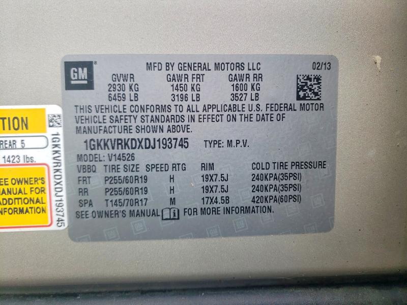 2013 Gmc Acadia მანქანა იყიდება აუქციონზე, vin: 1GKKVRKDXDJ193745, აუქციონის ნომერი: 52345806