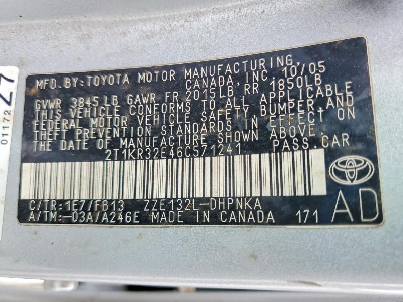 Aukcja sprzedaży 2006 Toyota Corolla Matrix, vin: 2T1KR32E46C571241, numer aukcji: 52957096