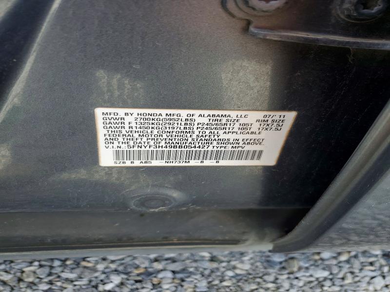Продаж на аукціоні авто 2011 Honda Pilot, vin: 5FNYF3H49BB054427, номер лоту: 52998226
