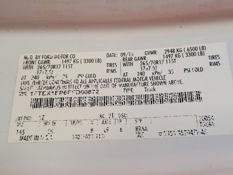 Aukcja sprzedaży 2015 Ford F150, vin: 1FTEX1EP6FFD00872, numer aukcji: 52427476