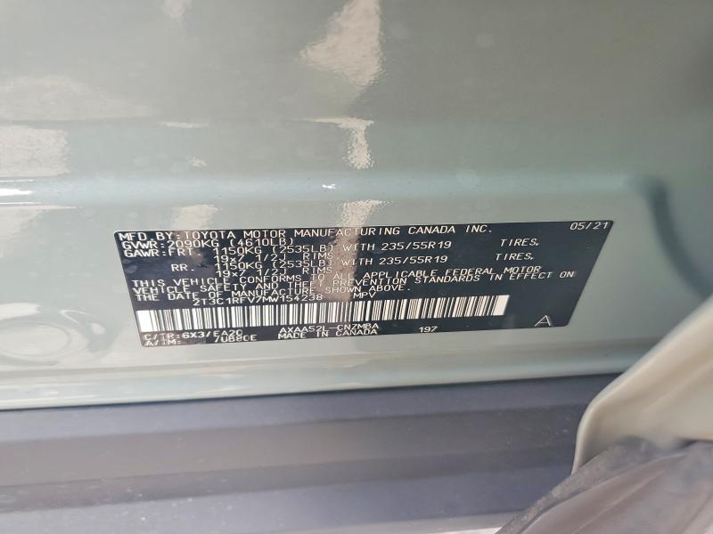2021 Toyota Rav4 მანქანა იყიდება აუქციონზე, vin: 2T3C1RFV7MW154238, აუქციონის ნომერი: 52455126