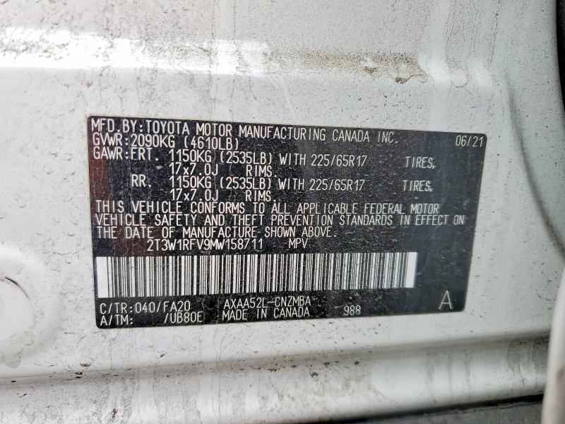 Продаж на аукціоні авто 2021 Toyota Rav4, vin: 2T3W1RFV9MW158711, номер лоту: 53948616