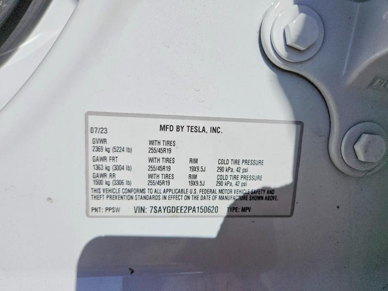 Продажа на аукционе авто 2023 Tesla Model Y, vin: 7SAYGDEE2PA150620, номер лота: 52270096