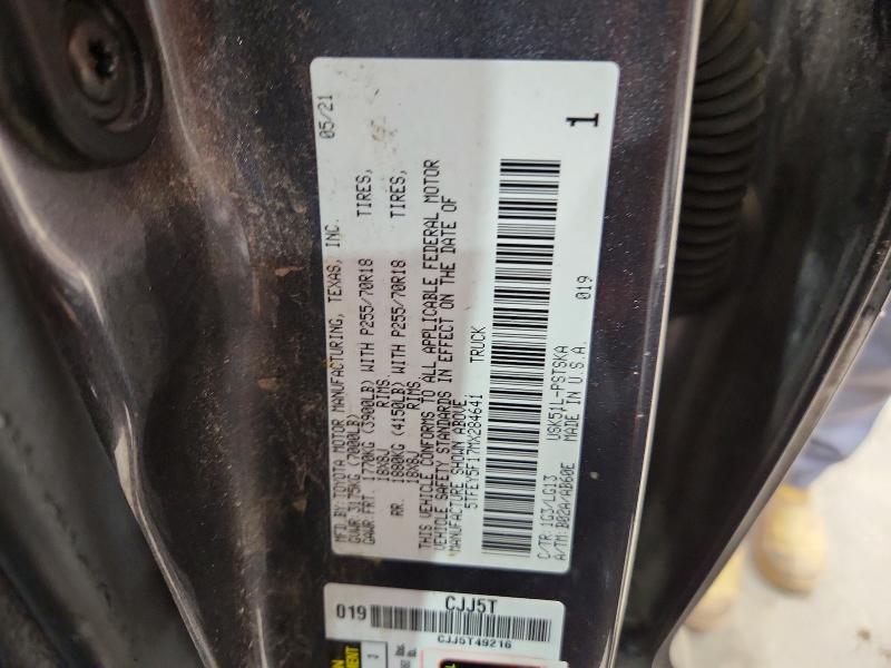 52034146 :رقم المزاد ، 5TFEY5F17MX284641 vin ، 2021 Toyota Tundra مزاد بيع