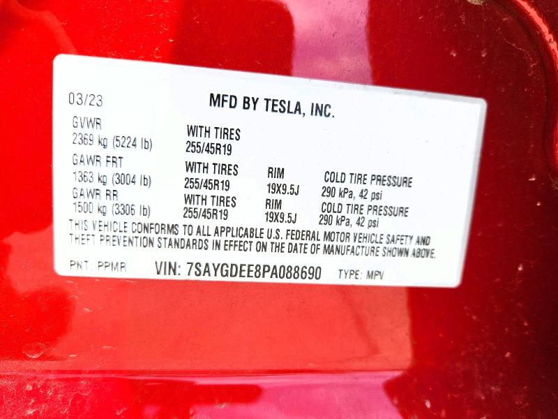 Aukcja sprzedaży 2023 Tesla Model Y, vin: 7SAYGDEE8PA088690, numer aukcji: 54185766