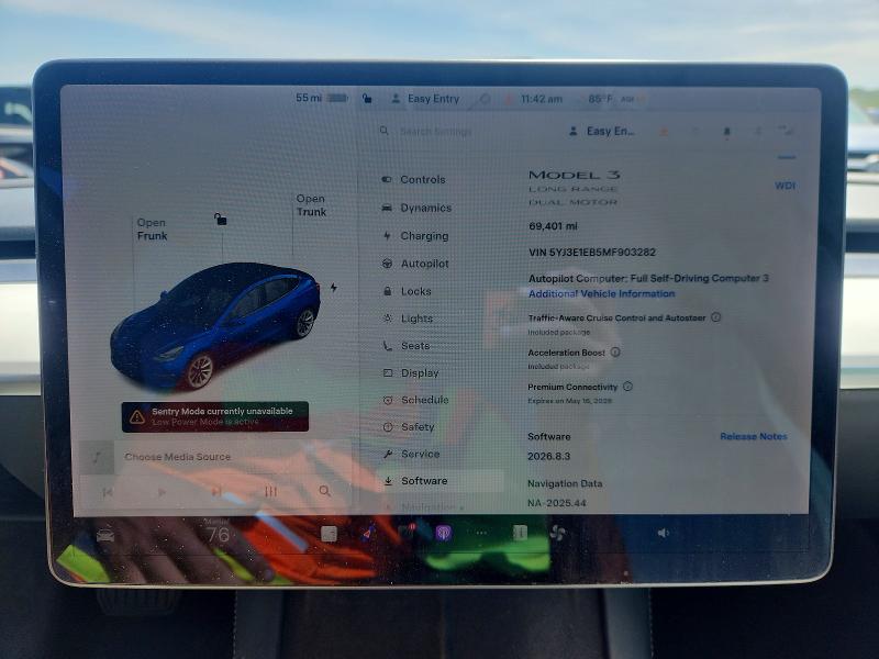 2021 Tesla Model 3 მანქანა იყიდება აუქციონზე, vin: 5YJ3E1EB5MF903282, აუქციონის ნომერი: 52504946