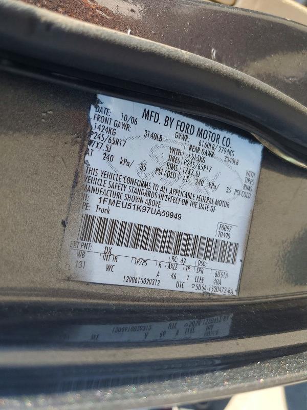 52455466 :رقم المزاد ، 1FMEU51K97UA50949 vin ، 2007 Ford Explorer Sport Trac مزاد بيع