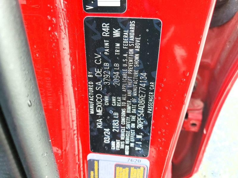 2024 Kia Forte მანქანა იყიდება აუქციონზე, vin: 3KPF54AD8RE774134, აუქციონის ნომერი: 55195216
