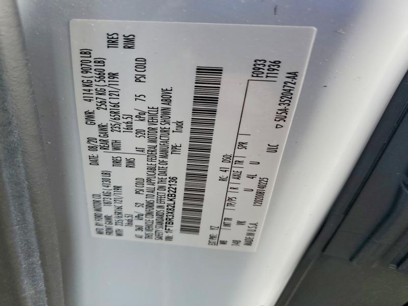 Aukcja sprzedaży 2020 Ford Transit, vin: 1FTBR3X82LKB22136, numer aukcji: 54109346