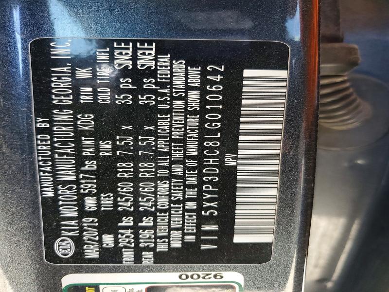 2020 Kia Telluride მანქანა იყიდება აუქციონზე, vin: 5XYP3DHC8LG010642, აუქციონის ნომერი: 53600346