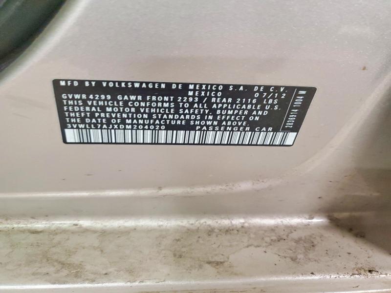 Aukcja sprzedaży 2013 Volkswagen Jetta, vin: 3VWLL7AJXDM204020, numer aukcji: 52235936