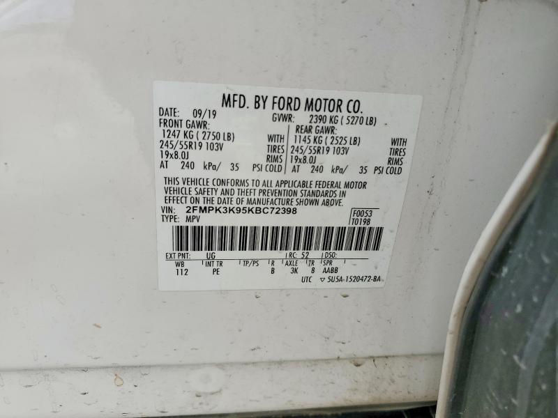 Продажа на аукционе авто 2019 Ford Edge, vin: 2FMPK3K95KBC72398, номер лота: 54006116