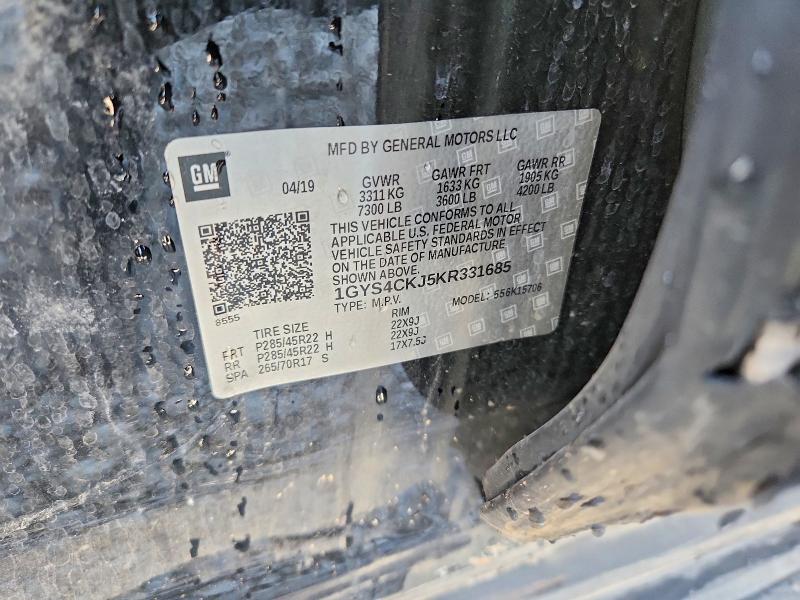 2019 Cadillac Escalade მანქანა იყიდება აუქციონზე, vin: 1GYS4CKJ5KR331685, აუქციონის ნომერი: 53469296