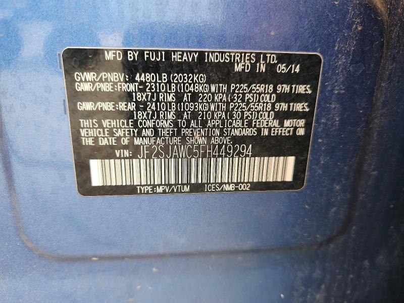 Aukcja sprzedaży 2015 Subaru Forester, vin: JF2SJAWC5FH449294, numer aukcji: 53454196