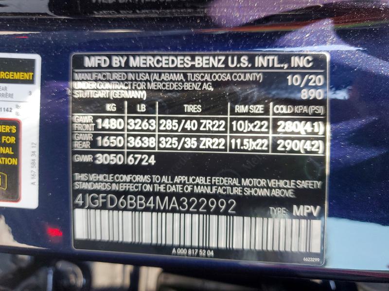 54712086 :رقم المزاد ، 4JGFD6BB4MA322992 vin ، 2021 Mercedes-benz Gle Coupe مزاد بيع