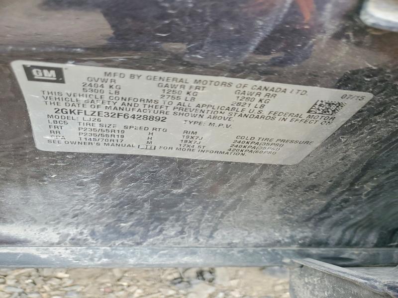 2015 Gmc Terrain მანქანა იყიდება აუქციონზე, vin: 2GKFLZE32F6428892, აუქციონის ნომერი: 52936126
