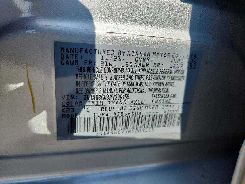 54702426 :رقم المزاد ، 3N1AB8CV3NY209155 vin ، 2022 Nissan Sentra مزاد بيع