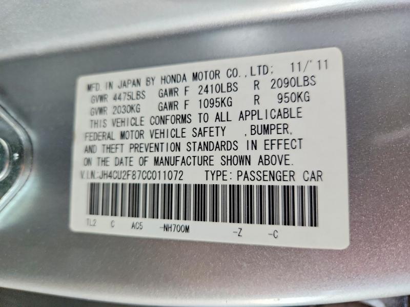 Продаж на аукціоні авто 2012 Acura Tsx, vin: JH4CU2F87CC011072, номер лоту: 52935106