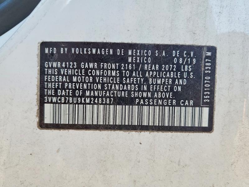 54077766 :رقم المزاد ، 3VWCB7BU9KM248387 vin ، 2019 Volkswagen Jetta مزاد بيع