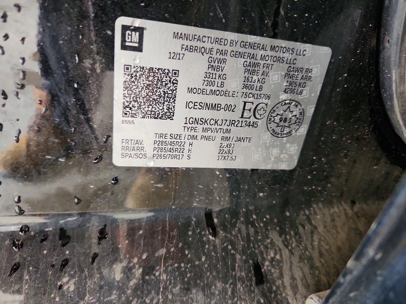 54185506 :رقم المزاد ، 1GNSKCKJ7JR213445 vin ، 2018 Chevrolet Tahoe مزاد بيع