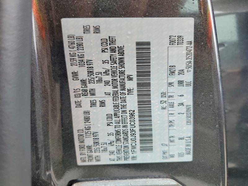 Продаж на аукціоні авто 2015 Ford Escape, vin: 1FMCU0J93FUC03962, номер лоту: 52488166