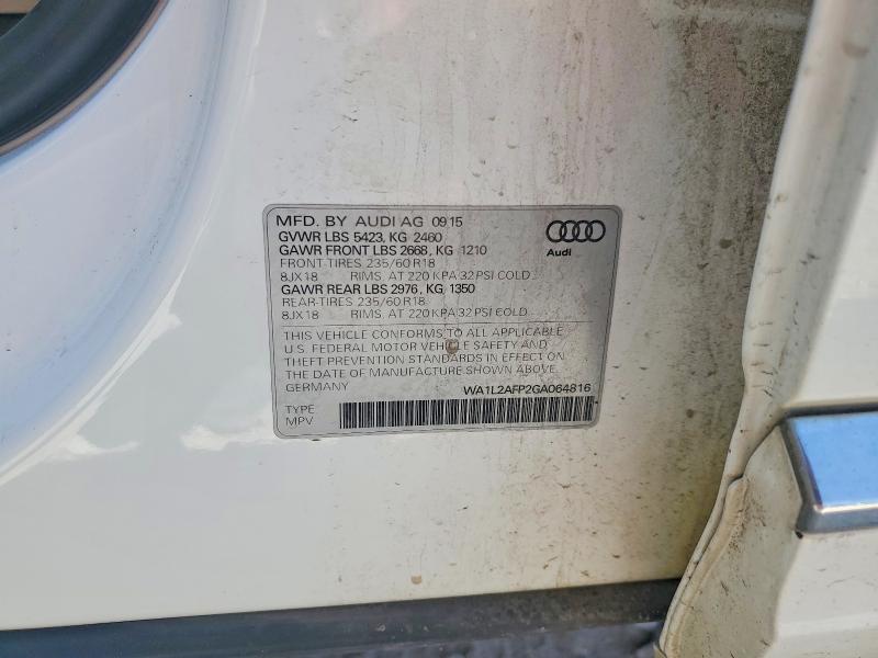55361656 :رقم المزاد ، WA1L2AFP2GA064816 vin ، 2016 Audi Q5 مزاد بيع