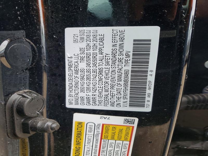Продажа на аукционе авто 2021 Honda Pilot, vin: 5FNYF6H98MB084860, номер лота: 53286766