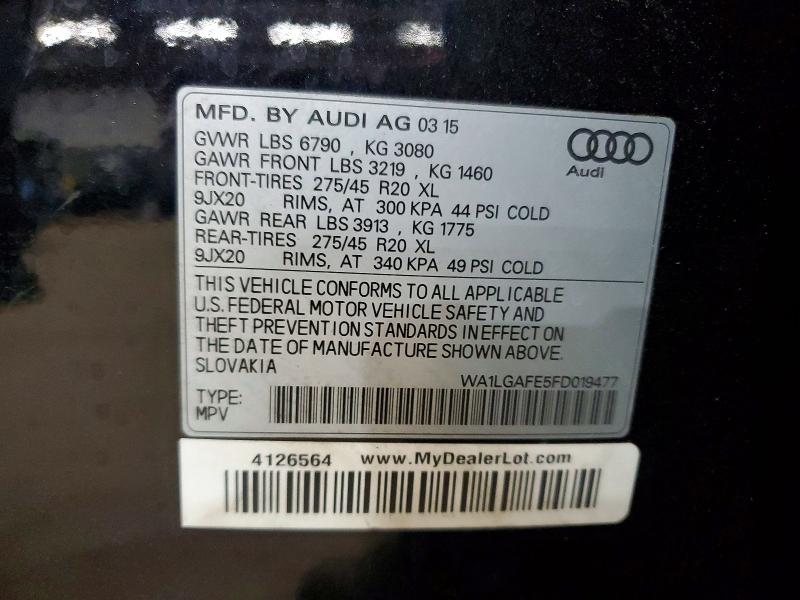 Aukcja sprzedaży 2015 Audi Q7, vin: WA1LGAFE5FD019477, numer aukcji: 51993126