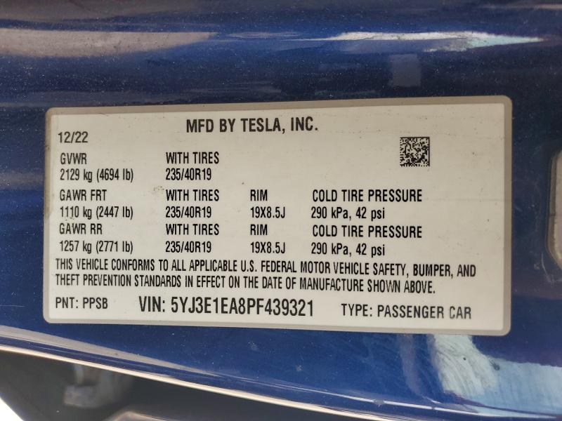 Продаж на аукціоні авто 2023 Tesla Model 3, vin: 5YJ3E1EA8PF439321, номер лоту: 53573146