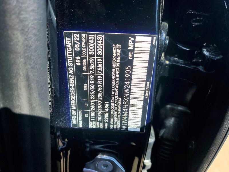 2022 Mercedes-benz Glb მანქანა იყიდება აუქციონზე, vin: W1N4M4HBXNW241905, აუქციონის ნომერი: 51439446