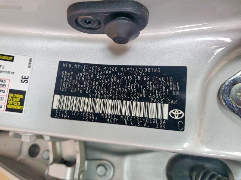Продаж на аукціоні авто 2025 Toyota Corolla, vin: 5YFB4MDEXSP231037, номер лоту: 50545496