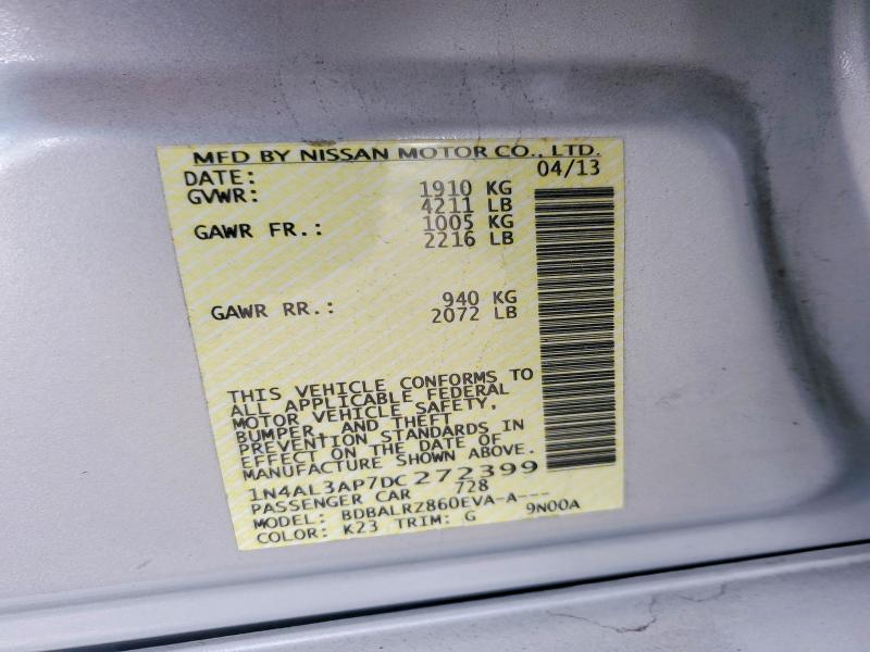 Aukcja sprzedaży 2013 Nissan Altima, vin: 1N4AL3AP7DC272399, numer aukcji: 52557666