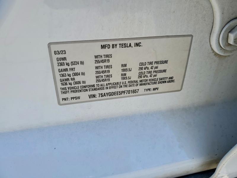 2023 Tesla Model Y მანქანა იყიდება აუქციონზე, vin: 7SAYGDEE5PF701657, აუქციონის ნომერი: 52257426
