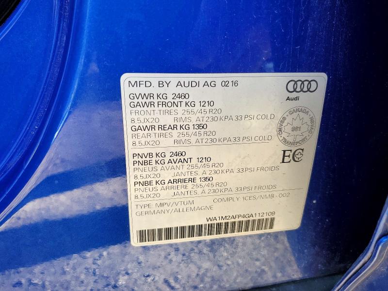 Продажа на аукционе авто 2016 Audi Q5, vin: WA1M2AFP4GA112109, номер лота: 52952636