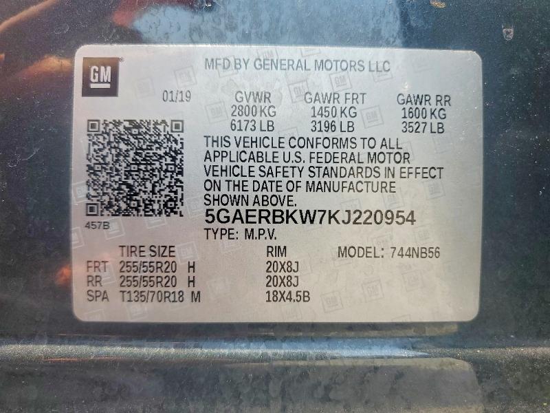 Продаж на аукціоні авто 2019 Buick Enclave, vin: 5GAERBKW7KJ220954, номер лоту: 53155486