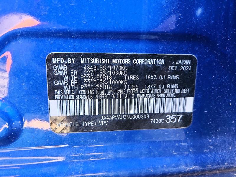 Продаж на аукціоні авто 2022 Mitsubishi Outlander Sport, vin: JA4APVAU3NU000308, номер лоту: 52603546