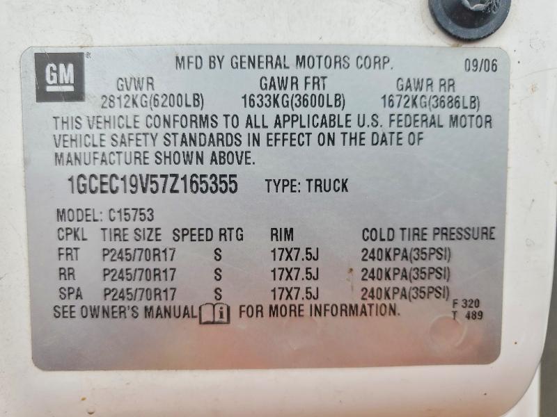 Aukcja sprzedaży 2007 Chevrolet Silverado, vin: 1GCEC19V57Z165355, numer aukcji: 55225076