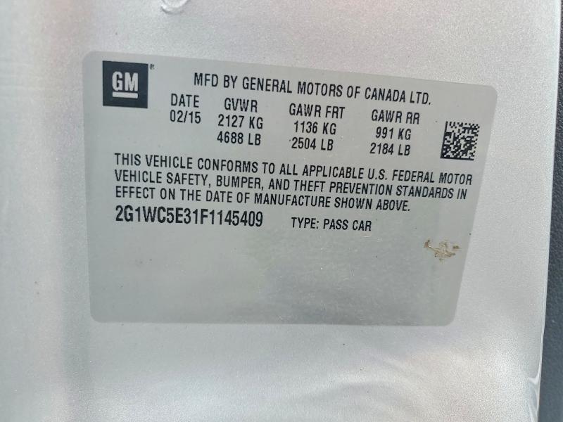 2015 Chevrolet Impala Limited მანქანა იყიდება აუქციონზე, vin: 2G1WC5E31F1145409, აუქციონის ნომერი: 54915986