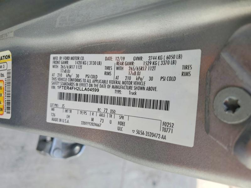 Продажа на аукционе авто 2020 Ford Ranger, vin: 1FTER4FH2LLA04599, номер лота: 53799436