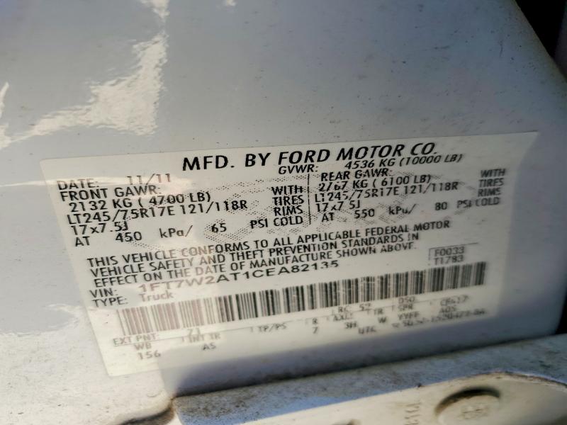 52557546 :رقم المزاد ، 1FT7W2AT1CEA82135 vin ، 2012 Ford F250 مزاد بيع