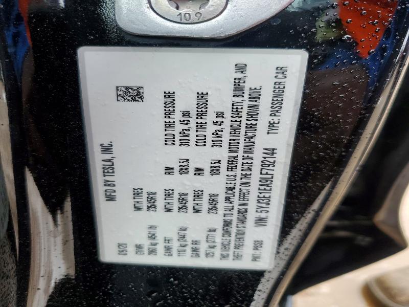 52238086 :رقم المزاد ، 5YJ3E1EA9LF792144 vin ، 2020 Tesla Model 3 مزاد بيع