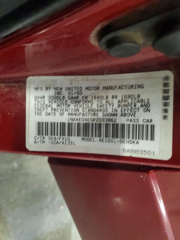 Продажа на аукционе авто 1993 Toyota Corolla, vin: 1NXAE04E5PZ033862, номер лота: 54643876