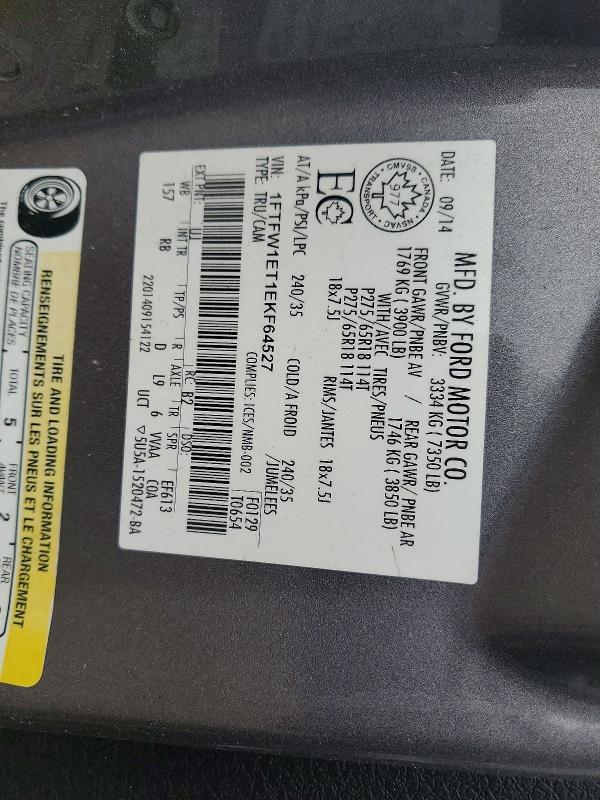 Продажа на аукционе авто 2014 Ford F150, vin: 1FTFW1ET1EKF64527, номер лота: 52587676