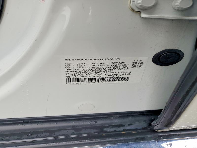 Auction sale of the 2018 Acura Mdx, vin: 5J8YD4H53JL003975, lot number: 54079016