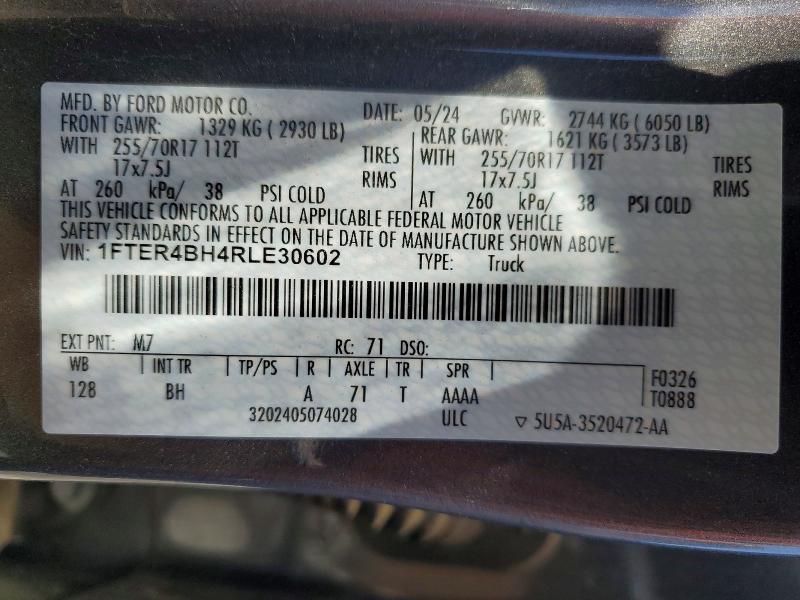Продаж на аукціоні авто 2024 Ford Ranger, vin: 1FTER4BH4RLE30602, номер лоту: 54172456