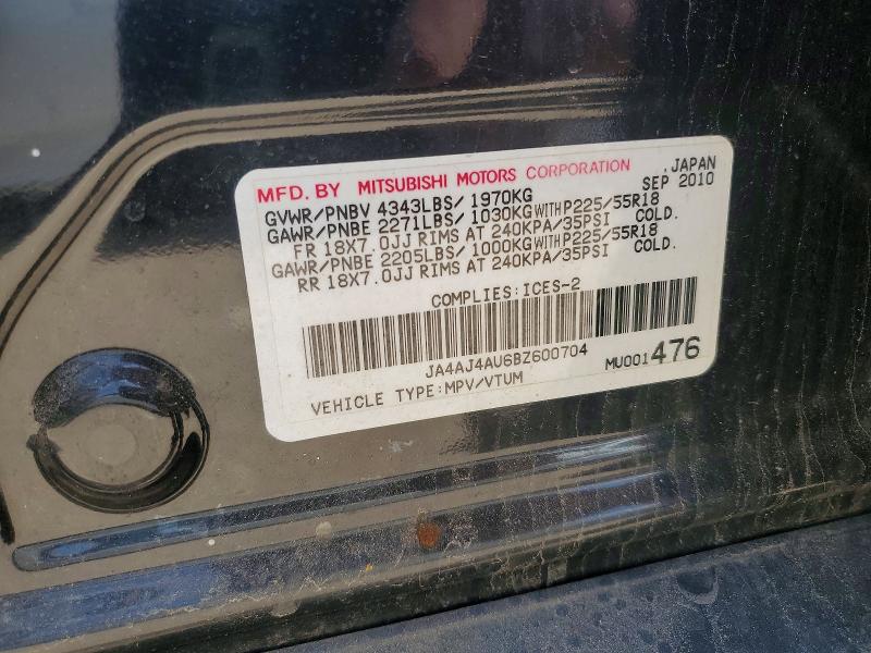 55026916 :رقم المزاد ، JA4AJ4AU6BZ600704 vin ، 2011 Mitsubishi Rvr مزاد بيع